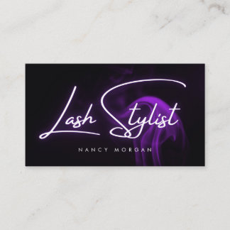 Wimpernstylist-Typografie Lila Neon Visitenkarte