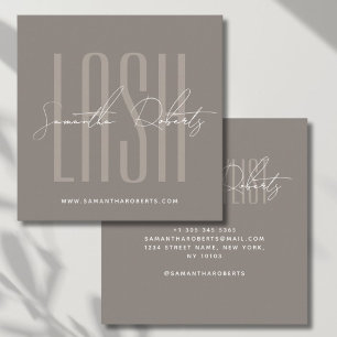 Wimpernstylistin moderne Typografieschrift taupe Q Quadratische Visitenkarte