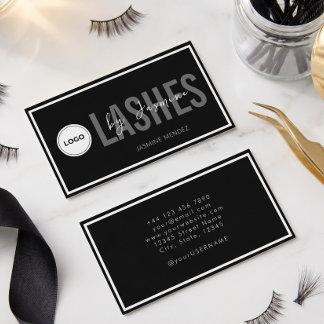 Wimperntechniker-Moderne elegante schwarze und wei Visitenkarte
