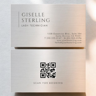 Wimperntechniker QR-Code gebürstetes Metall Visitenkarte