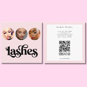 Wimperntechnikerin Blush Pink 3 Foto QR Code Quadratische Visitenkarte