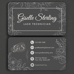Wimperntechnikerin Floral Visitenkarte