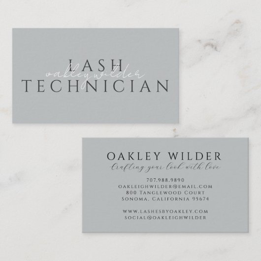 Wimperntechnikerin Gray Visitenkarte (Vorne/Hinten)
