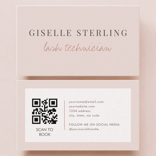 Wimperntechnikerin QR-Code Blush Rosa  Visitenkarte