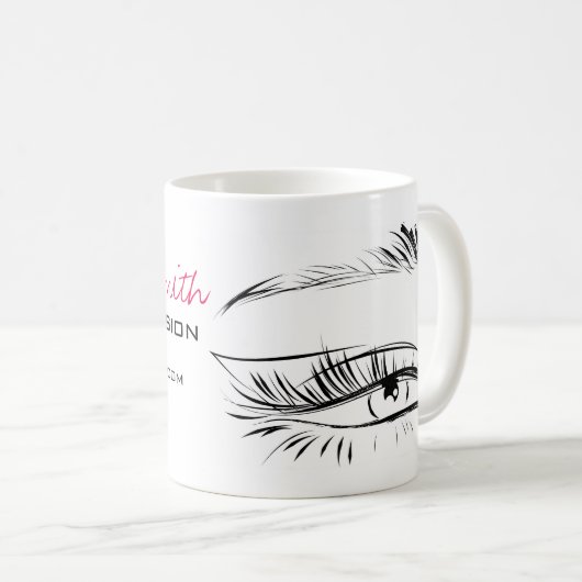 Wimpernverlängerung Augen-Skizze-Mascara Kaffeetasse (VorderseiteRechts)