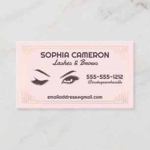 Wimpernverlängerung Augenbrauen Künstler Pink und Visitenkarte