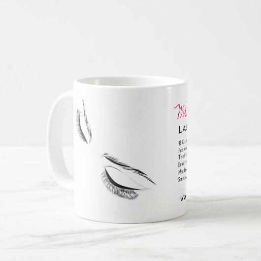 Wimpernverlängerung mit langen Wimpern Kaffeetasse (Vorderseite Links)
