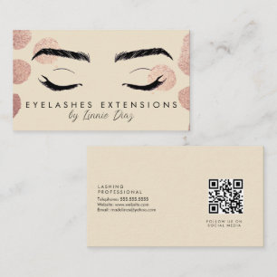 Wimpernverlängerung Salon Schönheit Elfenbein Rosa Visitenkarte