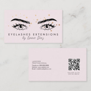 Wimpernverlängerungssalon Fauxfolie Sterne Pink Visitenkarte