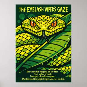 Wimpernviper-Wildlife-Art-Schlangenposter Poster