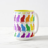Wimsical helles niedliches Katzen-Neonmuster Zweifarbige Tasse (VorderseiteRechts)