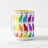 Wimsical helles niedliches Katzen-Neonmuster Zweifarbige Tasse (Vorderseite Links)