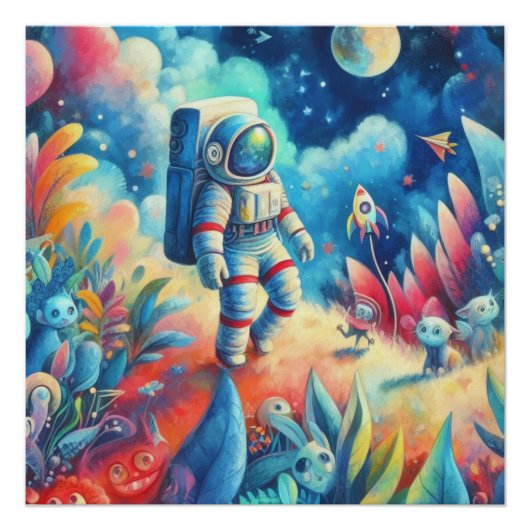 Wimsikische Astronautenwelt Poster (Vorderseite)