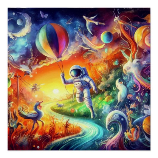 Wimsikische Astronautenwelt Poster (Vorderseite)