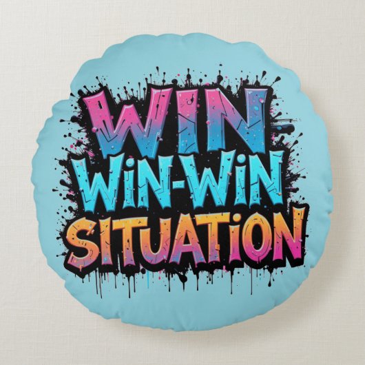 WIN-WIN-Situation Rundes Kissen (Vorderseite)