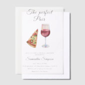 Wina and Pizza Watercolor Bridal Shower Pergament Einladungen (Versetzt)