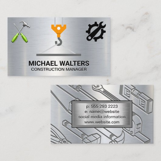 Winch Crane Construction | Gebäude Tools Visitenkarte (Vorne/Hinten)