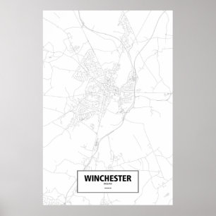 Winchester, England (schwarz auf weiß) Poster