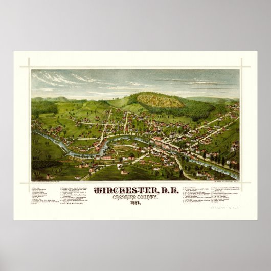 Winchester, NH Panoramic Map - 1887 Poster (Vorne)