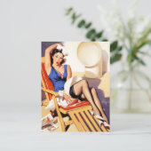 Wind auf Deck Button Up Postkarte (Stehend Vorderseite)