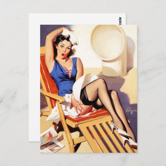 Wind auf Deck Button Up Postkarte (Vorne/Hinten)