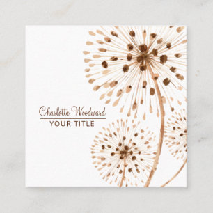 Wind Blown Watercolor Floral Square Business Card Quadratische Visitenkarte