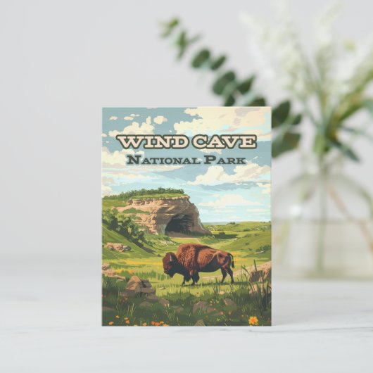 Wind Cap National Park Bison South Dakota Karte (Stehend Vorderseite)