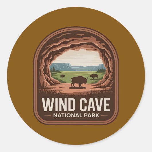 Wind Cave National Park Bison Abzeichen Runder Aufkleber (Vorderseite)