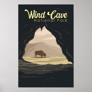 Wind Cave National Park Illustration Reise Kunst Poster