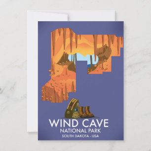 Wind Cave National Park Wanderreiseplakat. Einladung