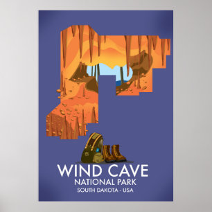 Wind Cave National Park Wanderreiseplakat. Poster