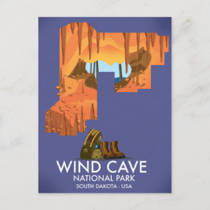 Wind Cave National Park Wanderreiseplakat. Postkarte