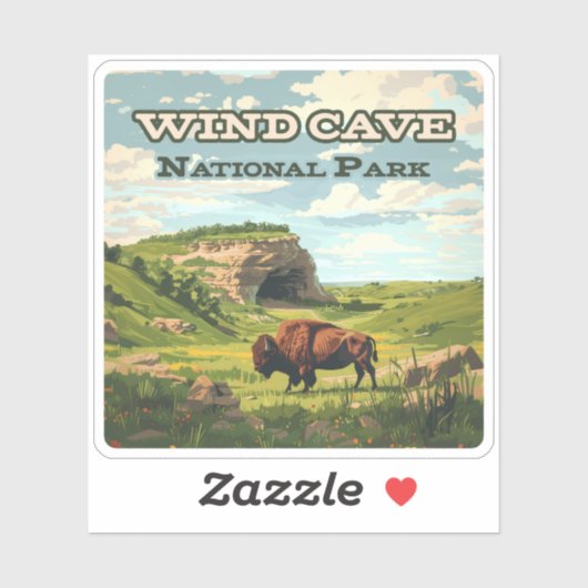 Wind Cave Nationalpark Bison South Dakota Aufkleber (Blatt)