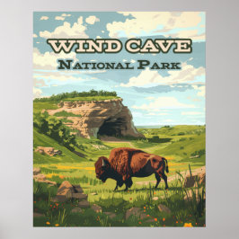 Wind Cave Nationalpark Bison South Dakota Poster