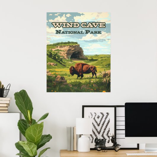 Wind Cave Nationalpark Bison South Dakota Poster (Heimbüro)