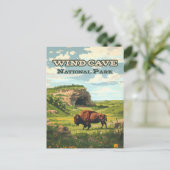 Wind Cave Nationalpark Bison South Dakota Postkarte (Stehend Vorderseite)