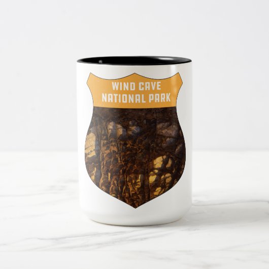 Wind Cave Nationalpark Retro Boxwork Süd Dakota Zweifarbige Tasse (Mittel)