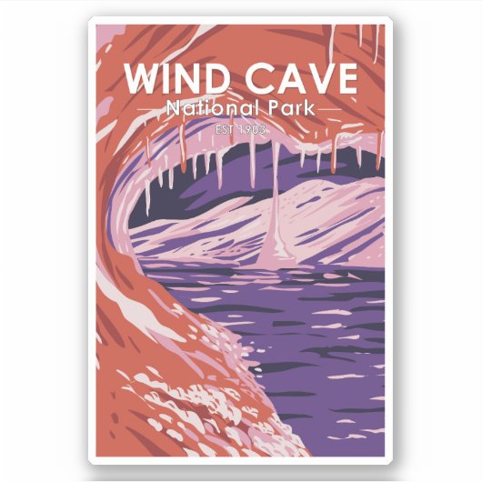 Wind Cave Nationalpark Süd Dakota Vintag Aufkleber (Vorderseite)
