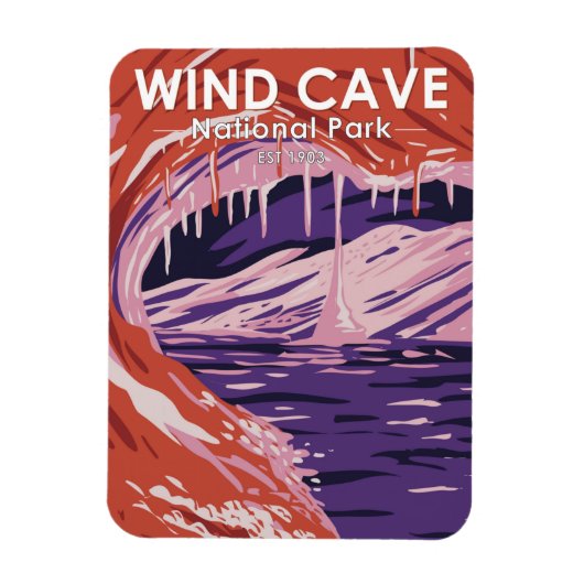 Wind Cave Nationalpark Süd Dakota Vintag Magnet (Vertikal)