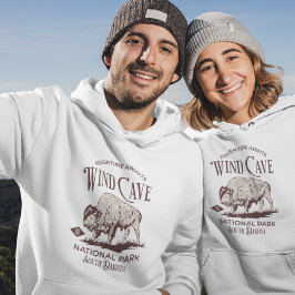Wind Cave Retro Bison National Park Art Hoodie