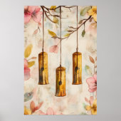 Wind chimes suspended from a flowering branch.  poster (Vorne)