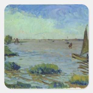 Wind Day on the Elbe, 1911 Quadratischer Aufkleber