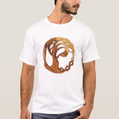 Wind durchgebrannter Baum u. Mond, Holz schnitzten T-Shirt (Vorderseite)