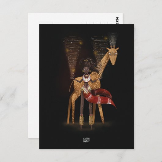 WIND FLOWS GIRAFFE von Alexandra Dikaia Postkarte (Vorne/Hinten)