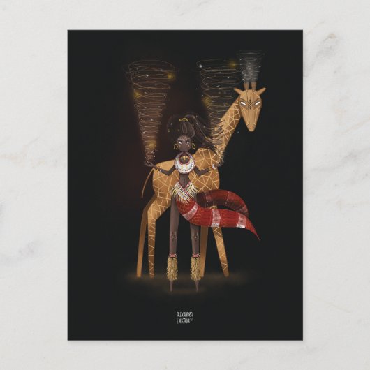 WIND FLOWS GIRAFFE von Alexandra Dikaia Postkarte (Vorderseite)