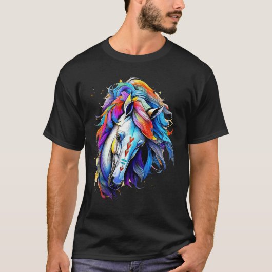 Wind Horse Indian Tribal Art Native American Horse T-Shirt (Vorderseite)