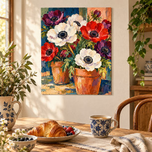 Wind in den Anemonen Kunstprint Poster