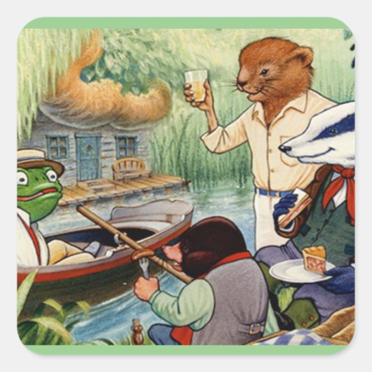 Wind in den Willows Quadratischer Aufkleber (Vorderseite)