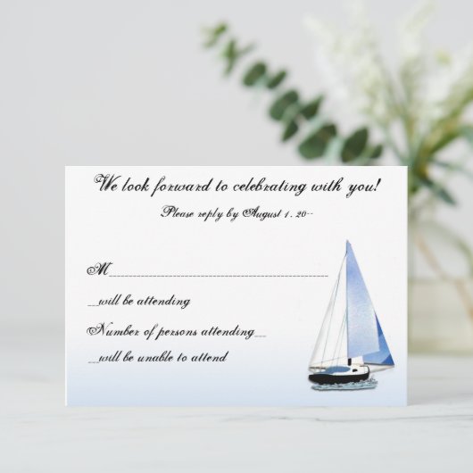 WIND IN MEINEM Segelschiff Segelschiff UAWG Antwor RSVP Karte (Stehend Vorderseite)