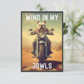 Wind in meinen Jowls : Ein Bulldog, der ein Motorr Dankeskarte (Stehend Vorderseite)